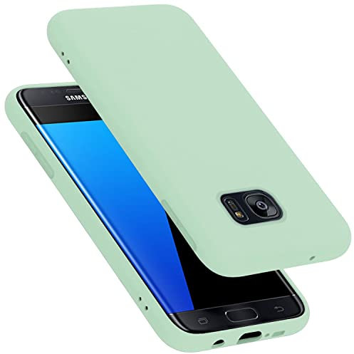 cadorabo silicone case compatible with Samsung Galaxy S7 EDGE, mobile phone cover for Galaxy S7 EDGE- impact-resistant, thin, Silky-Soft Touch Full-Body Protective Phone Case - LIQUID LIGHT GREEN