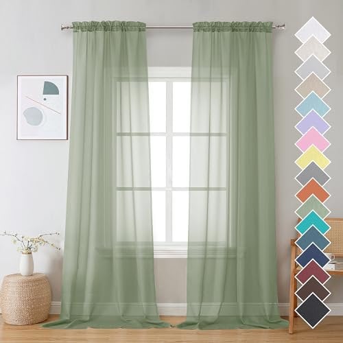 OVZME 2 tende per camera da letto, 243,8 cm di lunghezza, per case coloniche, tende in voile leggero arioso, decorazione per finestra, per porta del patio, soggiorno, camera da letto, sala da pranzo,