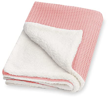 Julius Zöllner Winterdecke aus Waffelpique und kuscheligem Teddy-Stoff | Gr. 70x100 cm | Made in Germany | Waffelpique 100% Baumwolle | OEKO-TEX® STANDARD 100 | Blush