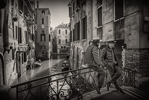 VENEDIG Fototapete VLIES-500x280 cm (6681A)-Altstadt Architektur Schwarz Weiß Design Fotokunst Wandtapete-Inkl. Kleister-Vliestapete Bild Dekoration Wand-Dekor Moderne Motiv-Tapete Panorama Poster XXL