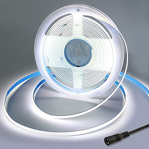 Yamlten DC 5m 12V COB LED Streifen,6000KKaltes Weiß,ip20 Nicht wasserdicht 320LEDs LED Strip,flexibles LED Band für TV Hintergrundbeleuchtung,Schrank,Schlafzimmer.(Stromversorgung schließt aus)