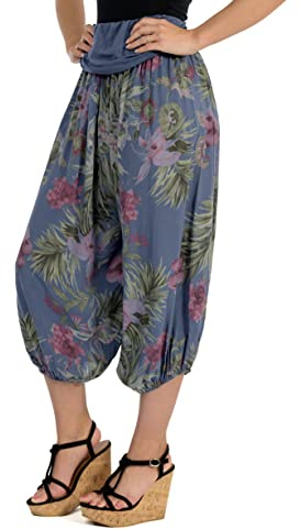 Malito Damen Aladinhose mit floralem Muster, Haremshose zum Tanzen, Pumphose zum Chillen - Freizeithose - Pluderhose 8938