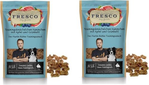 Fresco Martin Rütter Trainingsknöchelchen Kaninchen mit Apfel & Grünkohl | Doppelpack | 2 x 150 g | Monoproteinsnack für Hunde | Getreidefreie Rezeptur | Ohne künstliche Zusätze