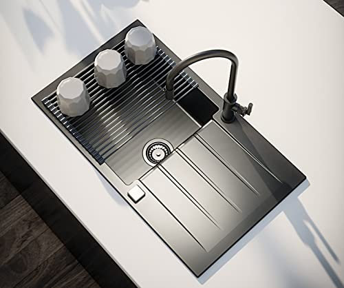 Alveus 1132030 CADIT 40 Fregadero de cocina de granito empotrado con escurridor, Hormigón