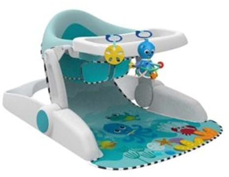 Baby Einstein, Asiento para el piso 2 en 1 Sea of Support, con bandeja desmontable y juguetes