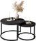 lukmebel Couchtisch rund - CIRI 2in1 - Beistelltisch rund - Kaffetisch - Industrial Deko - Deko Wohnzimmer - Kleiner Beistelltisch - Sofatisch - Kleiner Tisch - Schwarz, Marmor