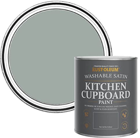Rust-Oleum Grey Scrubbable Kitchen Cupboard Paint in Satin Finish - Pitch Grey 750ml
