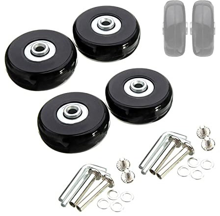 jackfru 4 Stück Gepäck Ersatzräder Ersatz Rollen, Gummi Räder Ersatz Wheels Rad für Trolley Koffer, Universal Mute Wheel Lenkrollen Ersatzteile Reparatur Set Rollen Räder für Gepäckkoffer (60mm*18mm)