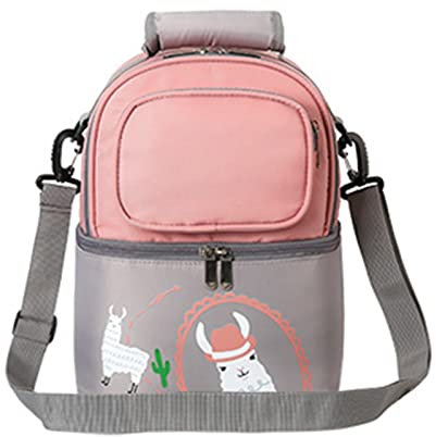 Muttermilch-Kühltasche, Wasserdichte, Weiche, Doppellagige Isolierung, Milchflaschen-Lunchbox-Rucksack (Rosa Grau) Zubehör wie Flaschenhalter und Universaltaschen