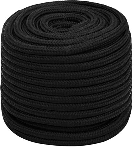 vidaXL Arbeitsseil Geflochten Schnur Seil Tauwerk Flechtleine Flechtseil Flechtschnur Mehrzweckseil Allzweckseil Schwarz 16mm 100m Polyester