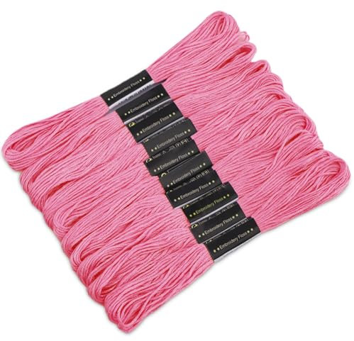 10 Knäuel Kreuzgarn, 8 m Baumwoll-Stickgarn, Kreuzstichgarn, Stickgarn, Stickgarn, Polyester-Faden, Freundschaftsarmbänder, Garn (Rosa)