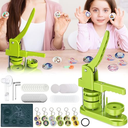 Creador De Insignias, Botón Giratorio Actualizado Fabricante Insignias Botones Bricolaje Máquina Solapa 37 Mm Kit De MáQuina Para Hacer Insignias Con 417 Piezas De Botones Cortador De CíRculos Llavero