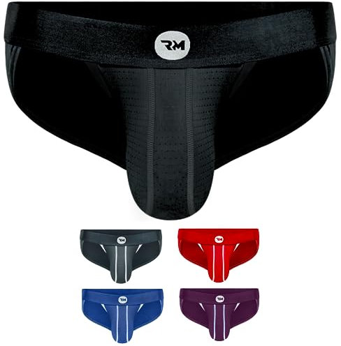 Real Men Ares-Accent Low-Rise Pouch Bikini Brief – 1, 3, 6 Pack with Size B & D Pouch XS - 5XL, D Pouch 1 Pack- Black Mesh, M