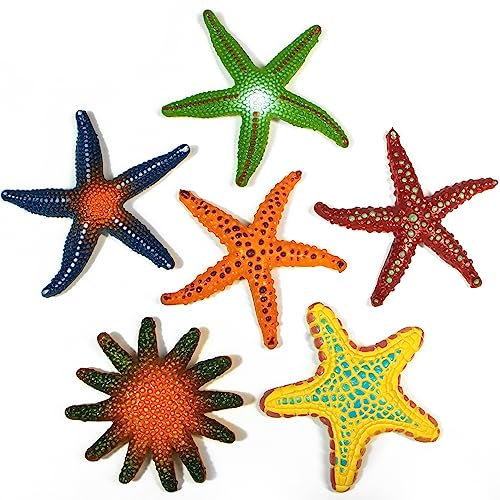 NOVELTY PLACE 6 Pcs Diving Starfish Pool Toys for Kids - Colorful Simulated Star Fish Sea Animals Underwater Dive Throw Toy Set - Perfect for Summer Beach Games, Pool Parties and Dive Training