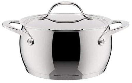 Lagostina Orchestra Casseruola Fonda Con Coperchio e Due Manici In Acciaio Inox 18/10 Ø 18cm, Fondo Lagotherm 3 Strati, Effetto Specchio Esterno e Interno Satinato, per Tutte le Fonti di Calore