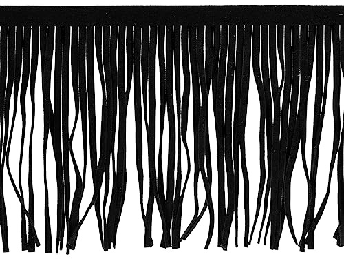 QUARKZMAN 1 Yard 6 PU Leder Fringe Trimmen Doppelseitig Leder Rock Schwarz | Nähen Quaste Fringe Basteln Nähen Kleid Kunsthandwerk Dekoration
