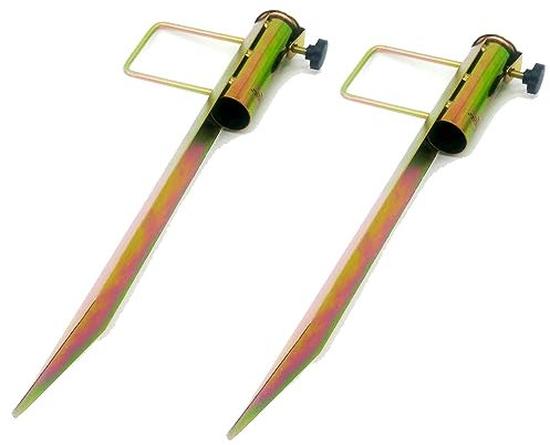 Land-Haus-Shop® Rasendorn Sonnenschirmhalter/Schirm Halter/Metall/Wäschespinne Halter/Standfuß/Masthalter Erdspieß Bodenhülse Erddübel Angelruten Halter (Gold 2 Stück)