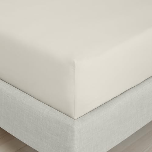 Bianca 200 Thread Count Cotton Percale Single Extra Deep Fitted Sheet Natural