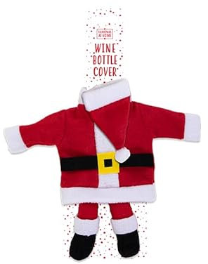 SKYTE® Christmas Wine Bottle Covers, Knitted Christmas Bottle Covers with Hats Dress Up Adorable Santa Claus Snowman and Reindeer Design for Ugly Christmas Sweater Party Decorations (Red)