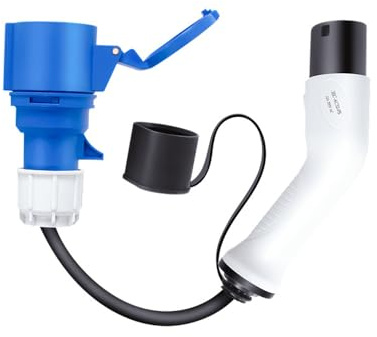 Baceyong 1x 32A KFZ Ladeadapter EV, Stecker Typ 2 an CE-E-Steckdose, passend für Fahrzeuge mit Typ 2 Funktion aktiviert