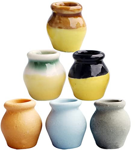 IWOWHERO 1 Set Simulation Vase Mini Vase Model Tiny Ceramic Vases Doll House Accessories Terracotta Clay Pots Vessel Vase Mini Houses Bed Office Ceramics Color Pattern