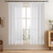 Softalker Vorhänge mit Kräuselband Gardinen Weiss Transparent in Leinen-Optik Voile Vorhang Kurz Durchsichtig Gardine schal 200 cm Hoch für Schlafzimmer Fenster Vorhang 140 cm Breit, 2er Set