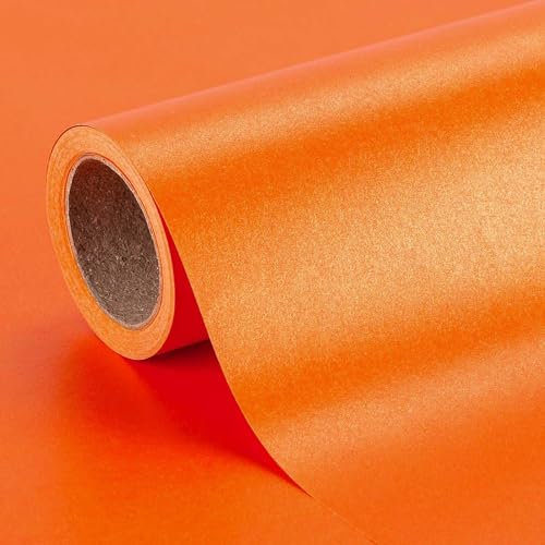 MAYPLUSS Geschenkpapier in schimmerndem Orange, 43,2 x 100 cm, schick, einfarbig, Perlglanz-Textur, Geburtstagsgeschenkpapier, dickes Geschenkpapier für Geburtstag, Party, Weihnachten, festliche Feier