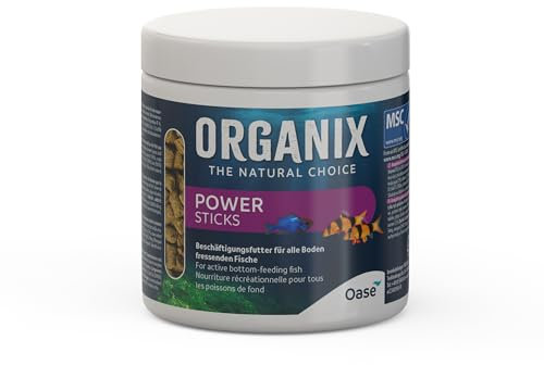 OASE ORGANIX Power Sticks 250 ml - Snack für aktive Fische, mit hohem Proteinanteil, Beschäftigungsfutter für Welse, Garnelen, Schmerle, Braun