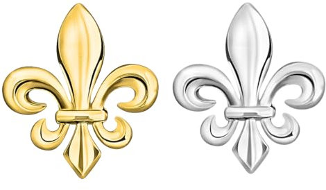 Set di 2 Spille a Forma di Fiore di Giglio Argentate e Dorate | Classica Spilla Color Argento e Oro | Regalo per Donna o Uomo | Francia Patriote, Acciaio Inossidabile