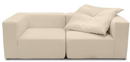 DOMO. collection Sofa Adrian, Modul-Sofa, 2-Sitzer aus Zwei Ecksesseln, Bigsofa, Modul-Couch, 2 Einzel-Polsterelemente, 2er Couch, 216 x 108 x 69 cm (BxTxH), beige