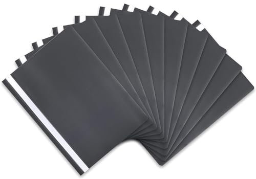 itenga 10er Pack Schnellhefter A4 Plastik stabil PP Kunststoff Sicht Hefter Mappe genarbt (dunkelgrau)