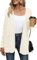 Yommay Cardigan da donna elegante casual leggero donna autunno manica lunga maglione con tasche, beige., S