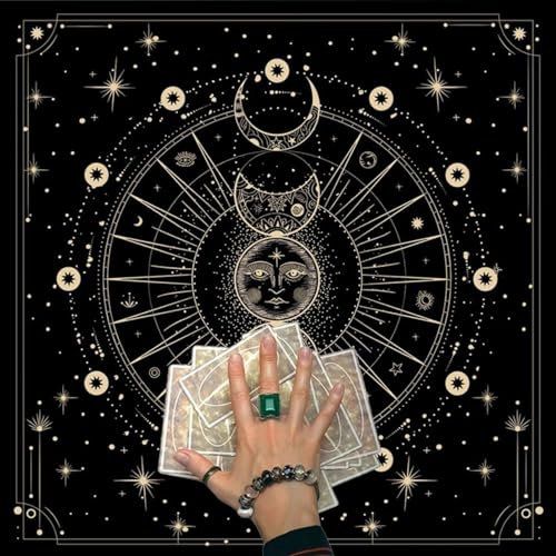 Ralondbey Quadratisches Biber-Tarot-Tuch, Brettspiel-Pad, astrologische Orakel, Tischabdeckung, Kartenmatte, Wahrsagungen, Tischdecke
