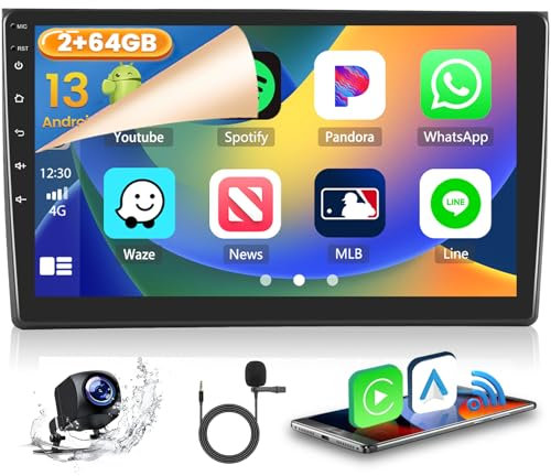 Hikity 2GB+64GB Android 15 Autoradio für Audi A4 S4 RS4 8E B6 B7(2000-2009) Radio Wireless CarPlay Android Auto Bluetooth Freisprecheinrichtung 9 Bildschrim Auto Radio mit Navi Rückfahrkamera