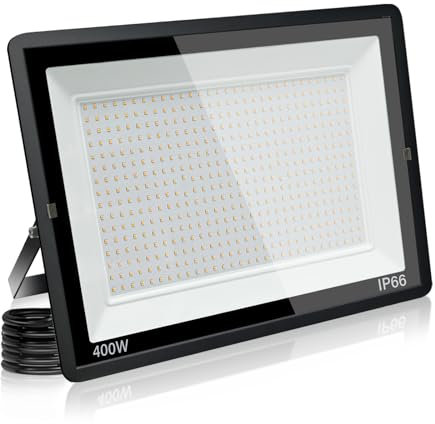 treoir Faretto LED da Esterno 400W, 40000LM Faretti Led Esterno, Faro Led Esterno 6000K Bianco Freddo IP66 Impermeabile Fari Led da Esterno per Giardino, Garage, Parcheggio