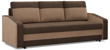 Mebligo - Brauner Orion Convertiblesofa, 3-Sitzer, 220 x 92 x 85 cm, Modern, Polyester