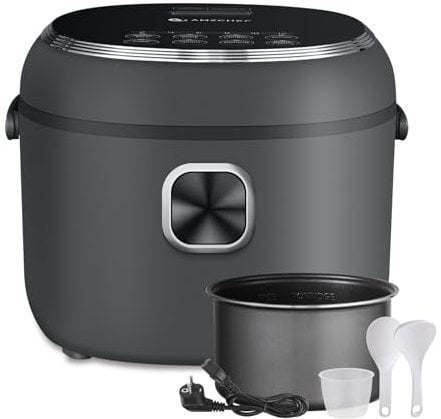 AMZCHEF Olla Arrocera 2L Multifuncional para 1-4 Personas, 4 Tazas (Sin Cocinar), Mini Rice Cooker de 400W, 7 Funciones de Cocción, Temporizador 12H Tiempo Preestablecido, Incluye Cesta de Vapor