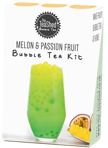 Product Image Bubble Tea Kit | Honeydew Melon Powder, Passion Fruit Popping Boba and Paper Straw | Makes 1 Milky Bubble Tea | Vegan | by THE TEASHED