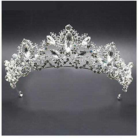 HAODUOO Silber Farbe Kristall Hochzeit Tiara Königin Krone for Sommer Frauen Braut Haar Schmuck Zubehör Krone Schmuck Hochzeit Diadem(Silver)