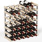 Urban Deco Classic Wine Rack,42 Bottle Pine Wood and Galvanised Metal Wine Organiser Storage Holder Stand,Freestanding Drink Storage Shelf