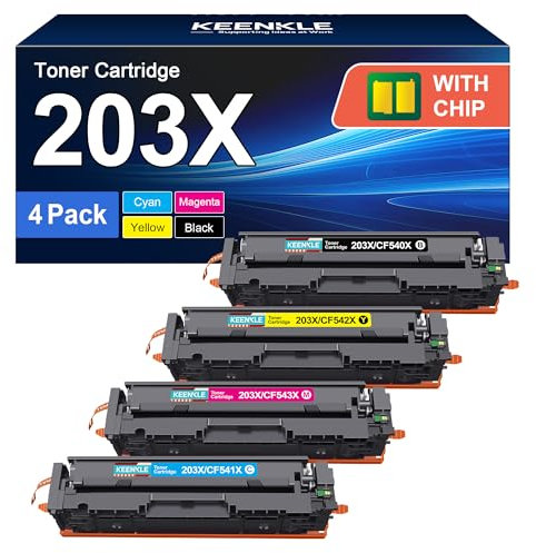 KEENKLE 203X 203A Tonerkartusche Kompatible für HP 203X 203A 203 CF540X CF540A für HP Color Laserjet Pro MFP M281fdw M281fdn M280nw M281cdw M281 M254dw M254nw M254dn M254, 4 Pack