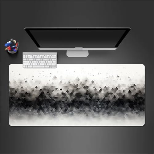Tappetino Mouse 800x300x2mm Tappetino Mouse XXL,Geometria nera Grande Mouse Pad,Sottomano Scrivania con Bordi Cuciti,Tappetino per Mouse Gaming Lavabile per Ufficio,PC,Mouse e Tastiera