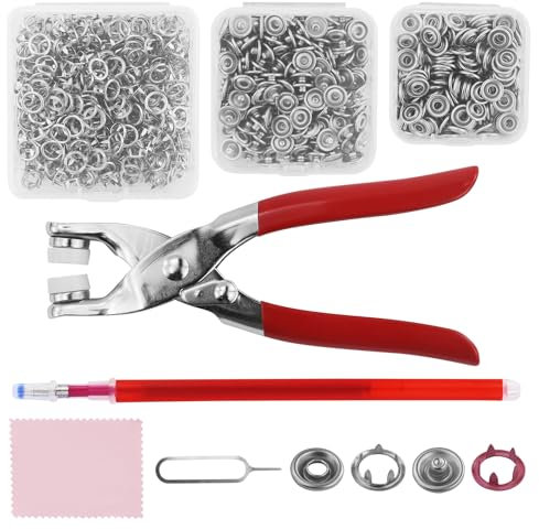 Set di 250 bottoni automatici per vestiti, mollette in metallo per vestiti, bottoni a pressione in metallo con pinza, scatola portaoggetti, per vestiti, cappelli, borse per il trasporto, borse per la