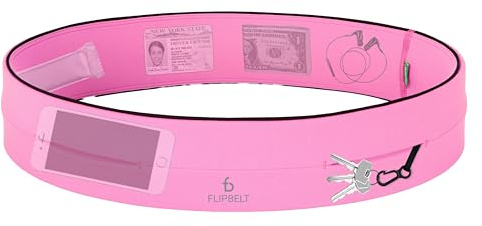 FlipBelt Klassischer Laufgürtel, Laufgürtel, Bauchtasche für Damen und Herren, USA Company, Girly Pop Pink, L, Laufgürtel