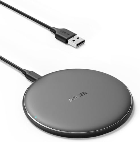 Anker 318 Wireless Charger, Qi-Certified 10W Max Fast Charging, Ultra-Slim Charging Pad with LED Indicators, Compatible with iPhone, Samsung, AirPods, and More (4 ft Cable Included, Black)