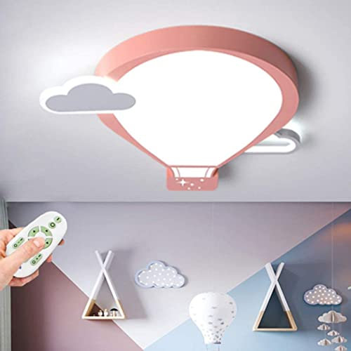 PTLYE Lampadario Moderno da soffitto per Bambini, Mongolfiera, LED, Luce per Bambini, Luce dimmerabile con Telecomando, Camera da Letto, Sala da Pranzo D (Rosa)