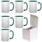 AL PRODUCTION Juego de tazas de sublimación con caja, tazas blancas de 330 ml de cerámica para café, té, leche, apto para impresión por sublimación (verde oscuro, 6 unidades)