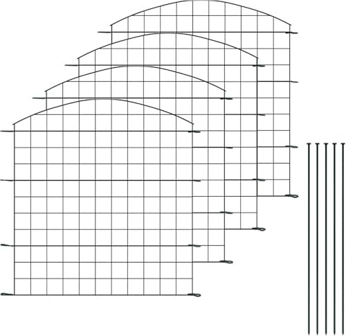 FIVMEN Teichzaun Steckzaun Metall 5 Zaunelemente inkl. 6 Befestigungsstäben Gartenzaun für Dekorative Zäun Hunde Garten, Typ A