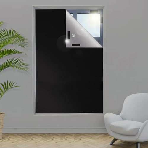 Yeqqzq Portable 100% Blackout Blind, 300×145cm Blackout Blinds Stick on Window, Temporary Blackout Curtains for Windows Fits Any Size Shape, for Bedroom, Nursery, Loft