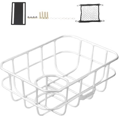 Harilla Fahrradkorb, Fahrradgepäckträger, Aluminiumlegierung, einfache Montage, einfache Installation, Fahrradtasche, Haustierträger, Fahrradrahmenkorb, Weiße Schrauben